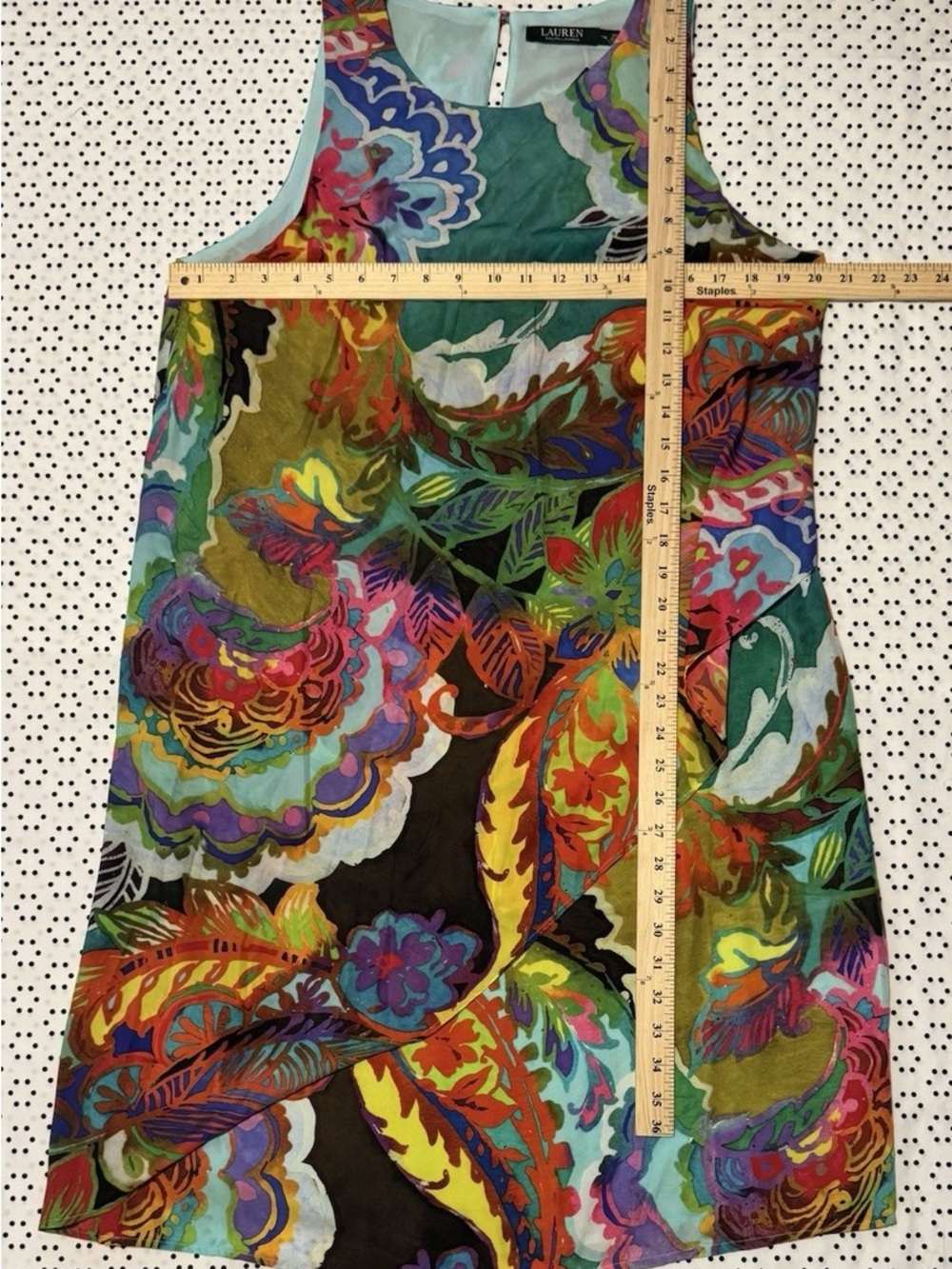 NWT - Ralph Lauren Multicolor Floral Print Sleeveless Shift Dress - Size 14 - Picture 7 of 8